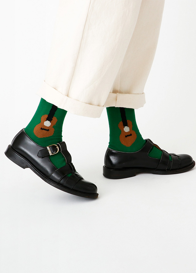 吉他吟唱中筒織紋襪